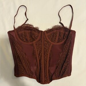 Urban Outfitters Brown Lace Corset Top